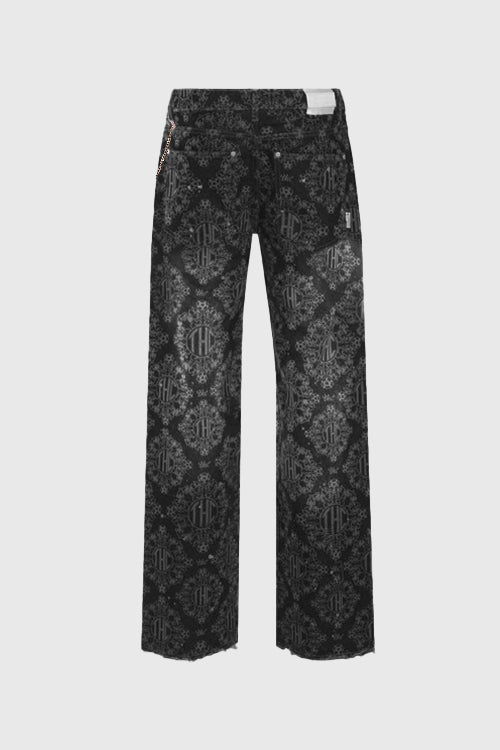 Laser Etched Painter Baggy Denim Jeans